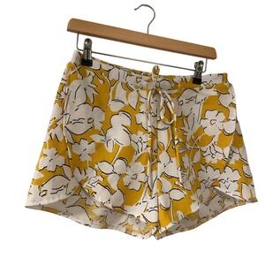 Papaya High Waist Floral Yellow Shorts swim coverup size L
